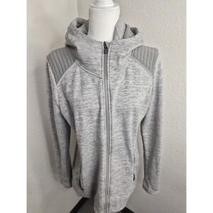 Athleta Heather Gray Full Zip Fleece Lined Hoodie Jacket Size S/M see pics